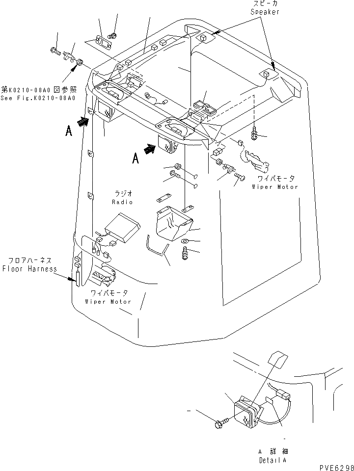 Схема запчастей Komatsu WA180PT-3 - КАБИНА ROPS (ЭЛЕКТРИКА)(№-) КАБИНА ОПЕРАТОРА И СИСТЕМА УПРАВЛЕНИЯ