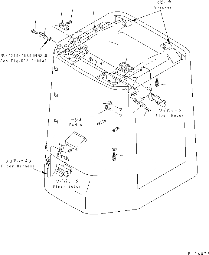 Схема запчастей Komatsu WA180PT-3 - КАБИНА ROPS (ЭЛЕКТРИКА)(№-) КАБИНА ОПЕРАТОРА И СИСТЕМА УПРАВЛЕНИЯ