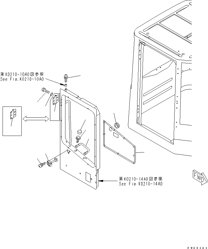 Схема запчастей Komatsu WA180PT-3 - КАБИНА ROPS (ДВЕРЬ ЭЛЕМЕНТЫ КРЕПЛЕНИЯ¤ ПРАВ.) КАБИНА ОПЕРАТОРА И СИСТЕМА УПРАВЛЕНИЯ