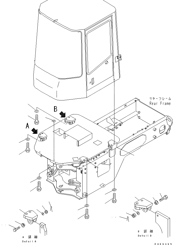 Схема запчастей Komatsu WA180PT-3 - КАБИНА ROPS (ЭЛЕМЕНТЫ КРЕПЛЕНИЯ) КАБИНА ОПЕРАТОРА И СИСТЕМА УПРАВЛЕНИЯ
