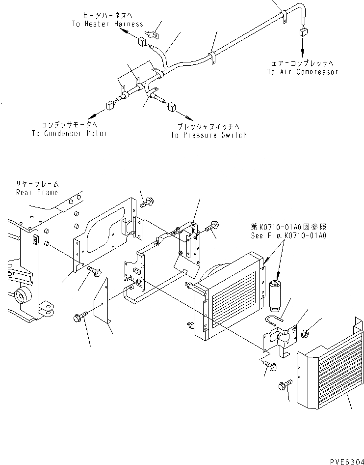 Схема запчастей Komatsu WA180PT-3 - КОНДИЦ. ВОЗДУХА (КОНДЕНСАТОР СИСТЕМА) КАБИНА ОПЕРАТОРА И СИСТЕМА УПРАВЛЕНИЯ