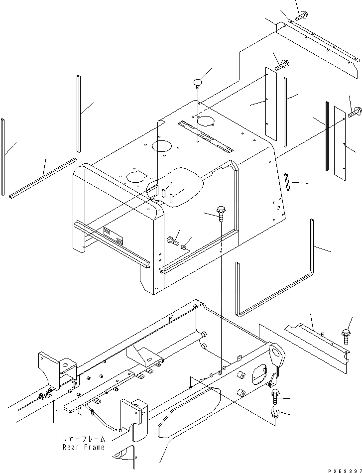 Схема запчастей Komatsu WA180PT-3 - КАПОТ (КАПОТ КОМПОНЕНТЫ) ЧАСТИ КОРПУСА