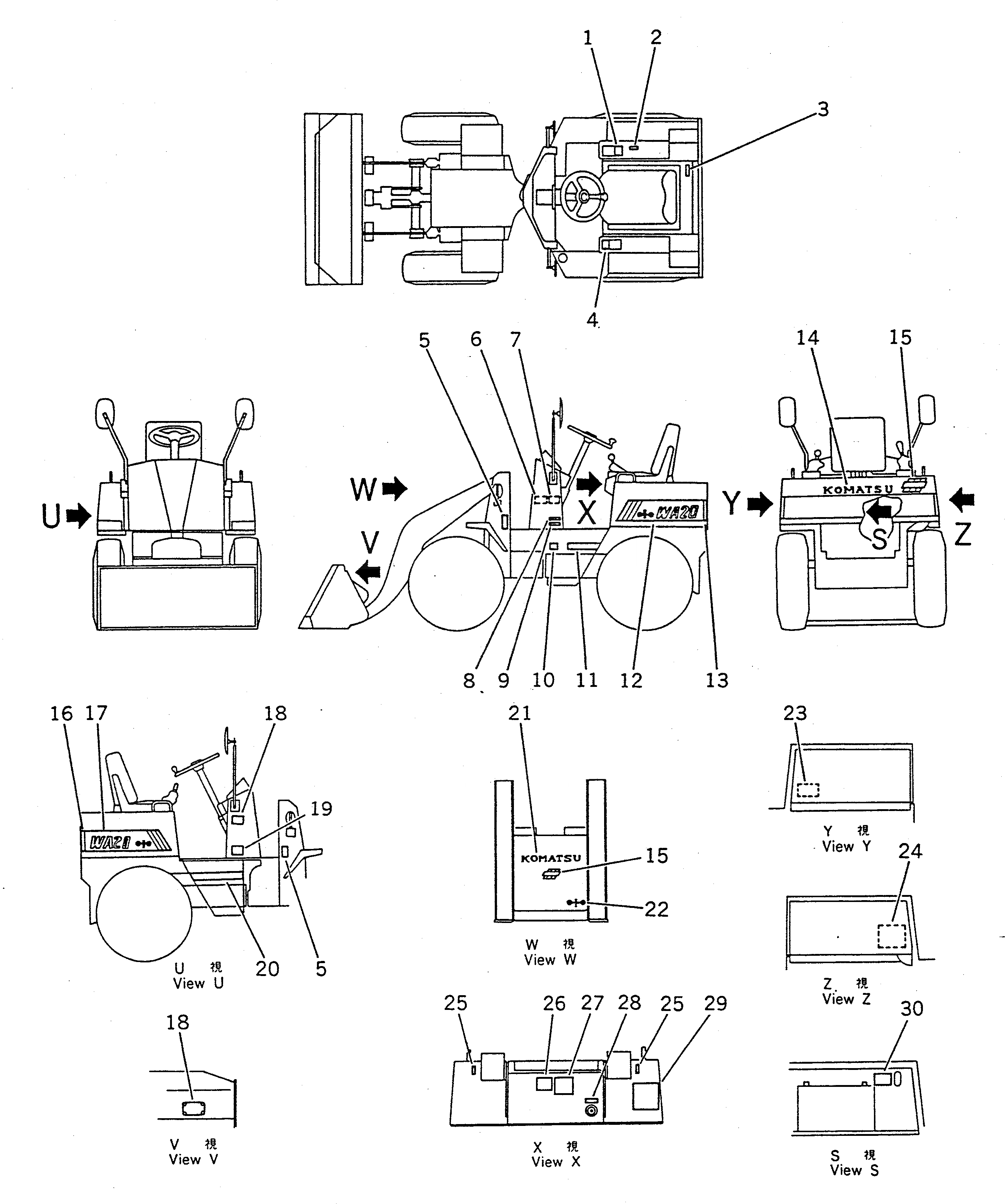 Схема запчастей Komatsu WA20-1 - МАРКИРОВКА (АНГЛ.)(№-7) МАРКИРОВКА¤ ИНСТРУМЕНТ И РЕМКОМПЛЕКТЫ