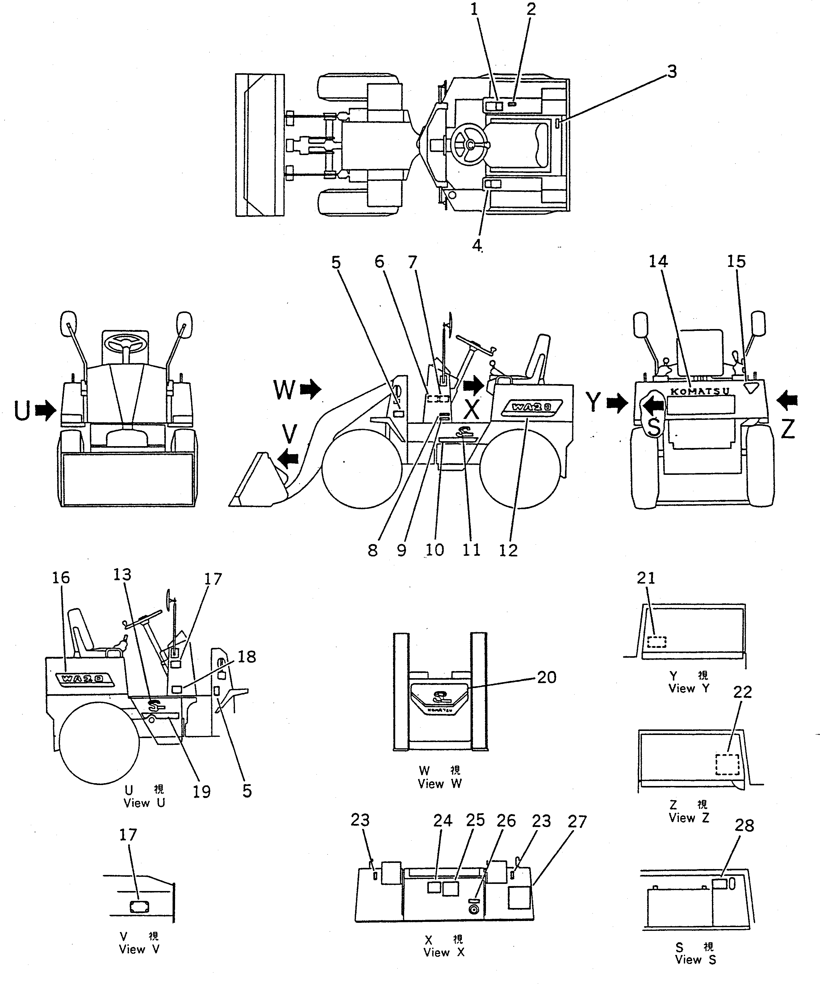 Схема запчастей Komatsu WA20-1 - МАРКИРОВКА (АНГЛ.)(№7-) МАРКИРОВКА¤ ИНСТРУМЕНТ И РЕМКОМПЛЕКТЫ