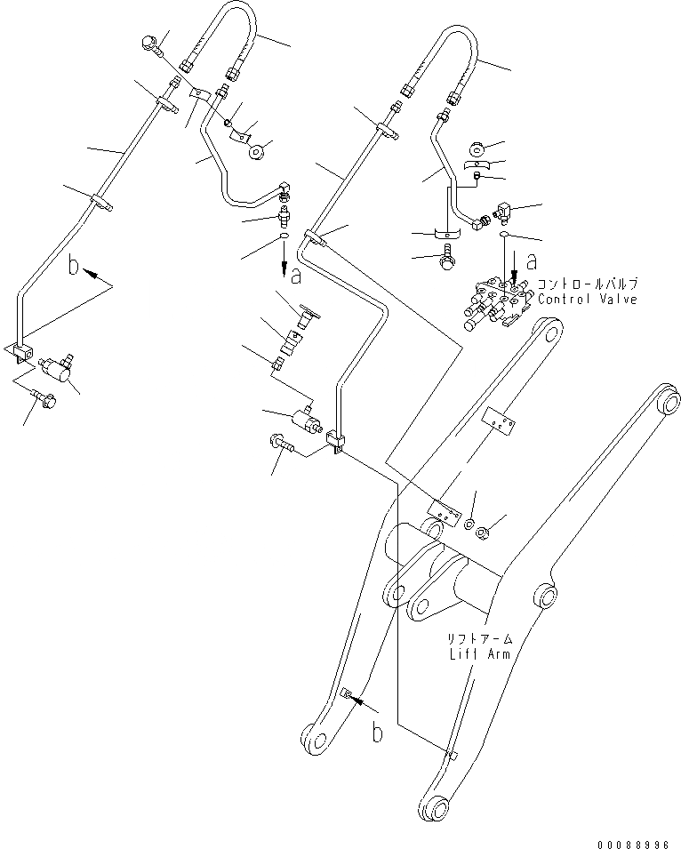 Схема запчастей Komatsu WA20-2 - ГИДРОЛИНИЯ (ЛИНИЯ НАВЕСН. ОБОРУД-Я) (V ТРУБЫ КОРОТК. ТИП) (ДЛЯ ВЫСОК. ПОДЪЕМА)(№9-) ГИДРАВЛИКА