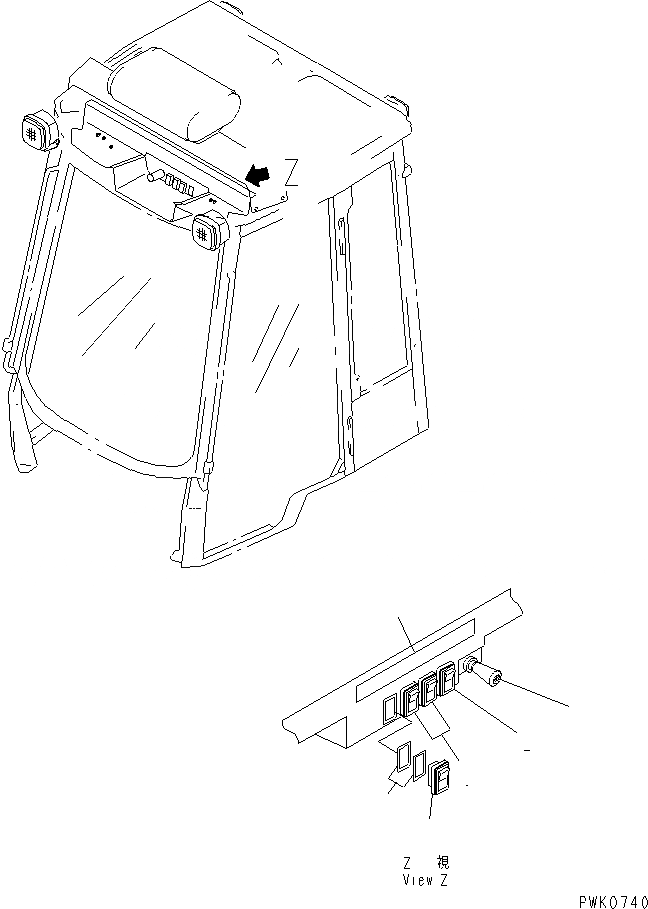 Схема запчастей Komatsu WA20-2 - ПЕРЕКЛЮЧАТЕЛЬ(№7-8) КАБИНА ОПЕРАТОРА И СИСТЕМА УПРАВЛЕНИЯ