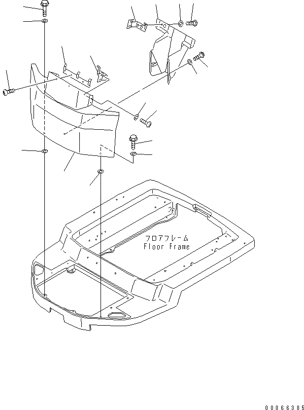 Схема запчастей Komatsu WA20-2 - ФРОНТАЛЬНАЯ ЗАЩИТА (ДЛЯ НАВЕСА)(№8-) ЧАСТИ КОРПУСА