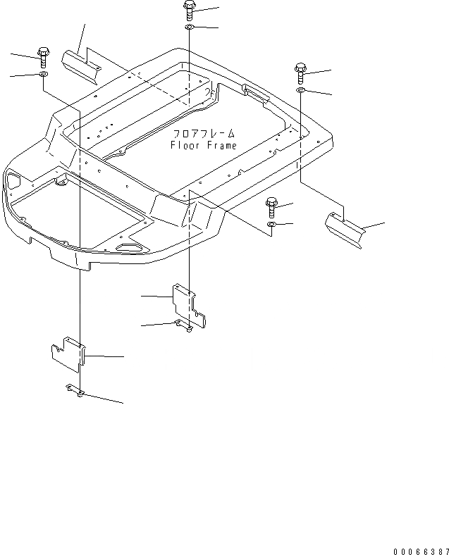 Схема запчастей Komatsu WA20-2 - ПОКРЫТИЕ НИЖН. ЧАСТИ КАБИНЫ(№8-) ЧАСТИ КОРПУСА