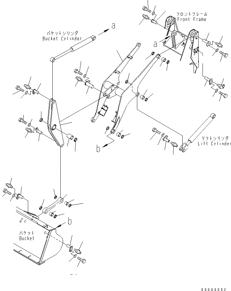 Схема запчастей Komatsu WA20-2 - ВЫСОК. ПОДЪЕМ РУКОЯТЬ И КОЛЕНЧАТЫЙ РЫЧАГ (С ПЕРЕДН. НАВЕСН. ОБОРУД) РАБОЧЕЕ ОБОРУДОВАНИЕ