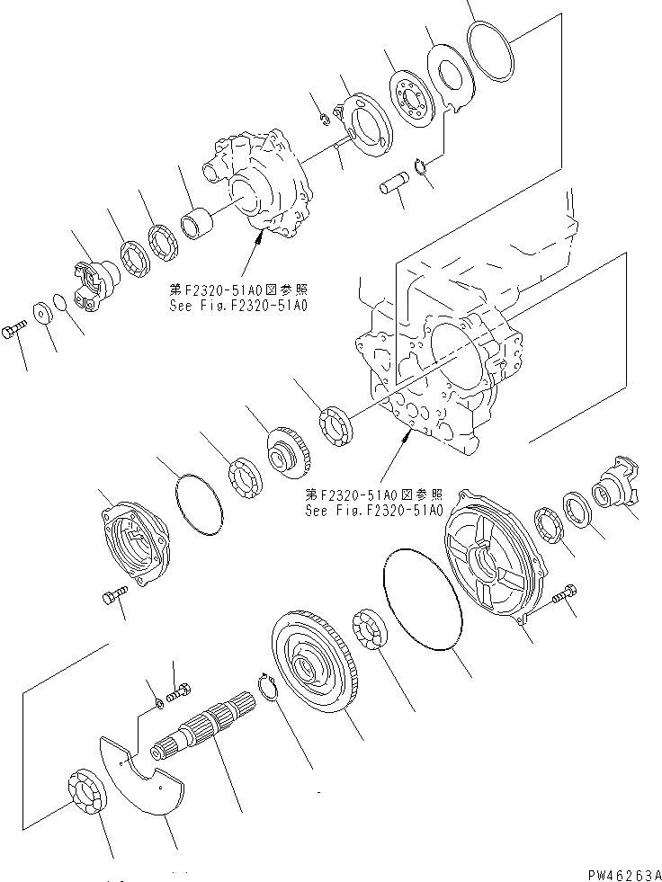 Схема запчастей Komatsu WA20-2 - ПЕРЕДАЧА (/) ГИДРОТРАНСФОРМАТОР И ТРАНСМИССИЯ