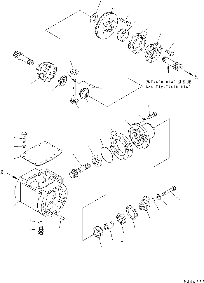Схема запчастей Komatsu WA20-2 - ПЕРЕДНИЙ МОСТ (ДИФФЕРЕНЦ.) ГИДРОТРАНСФОРМАТОР И ТРАНСМИССИЯ