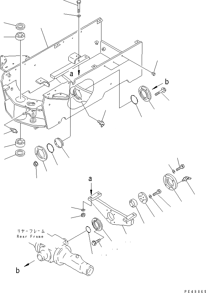 Схема запчастей Komatsu WA20-2 - ЗАДН. РАМА(№77-) ОСНОВНАЯ РАМА И ЕЕ ЧАСТИ