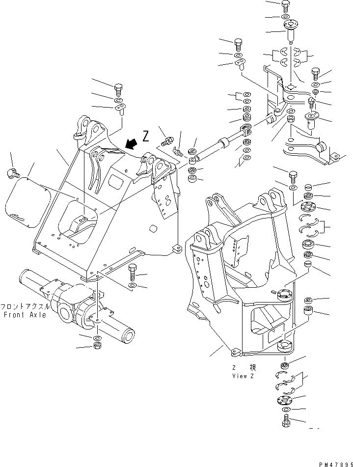 Схема запчастей Komatsu WA200-3-X - ПЕРЕДН. РАМА(№-) РАМА И ЧАСТИ КОРПУСА