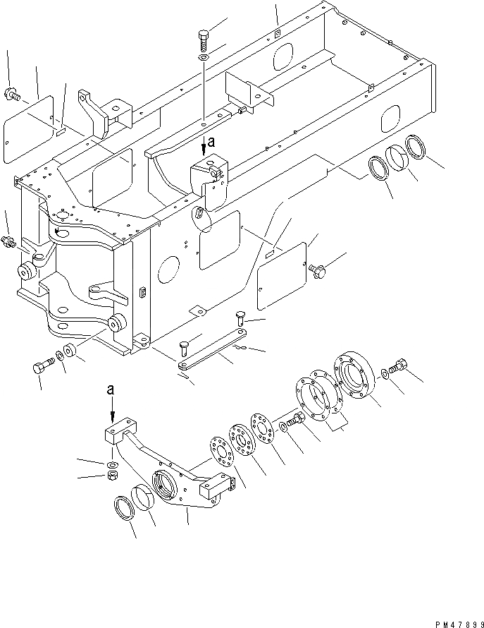 Схема запчастей Komatsu WA200-3-X - ЗАДН. РАМА(№-) РАМА И ЧАСТИ КОРПУСА