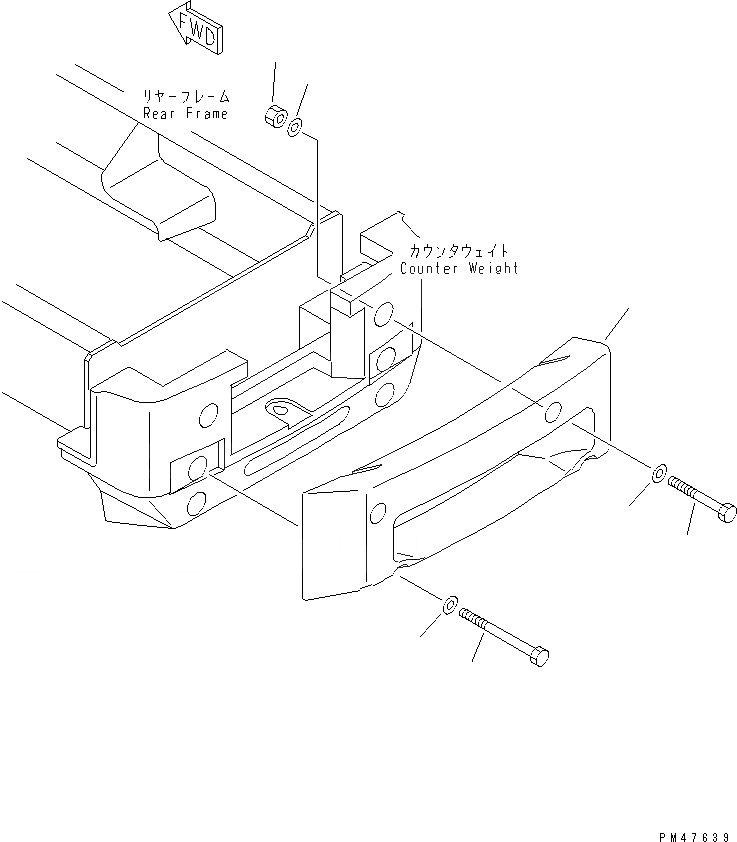 Схема запчастей Komatsu WA200-3-X - ДОПОЛН. ПРОТИВОВЕС(№-) РАМА И ЧАСТИ КОРПУСА