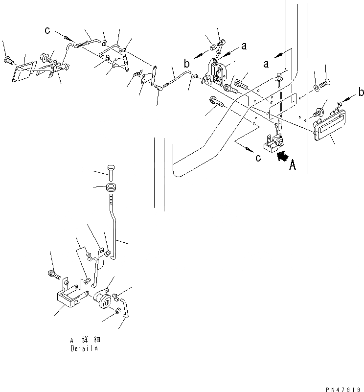 Схема запчастей Komatsu WA200-3-X - КАБИНА (8/9) (ЗАМОК ДВЕРИ)(№-) РАМА И ЧАСТИ КОРПУСА