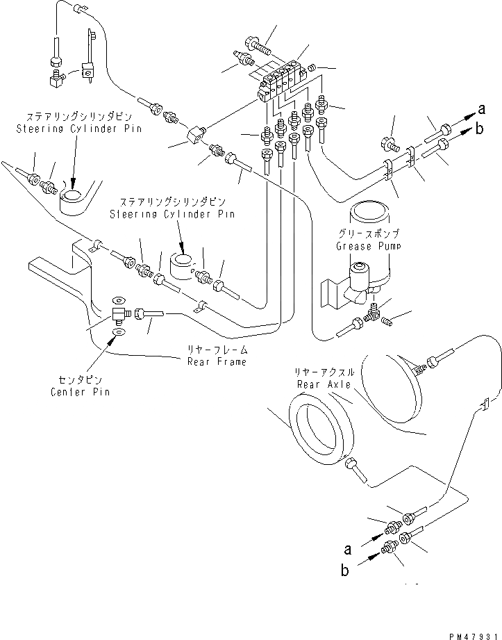 Схема запчастей Komatsu WA200-3-X - АВТОМАТИЧ. СМАЗ. СИСТЕМА ЗАДН. РАМА(№-) РАМА И ЧАСТИ КОРПУСА