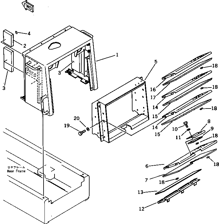 Схема запчастей Komatsu WA200-1 - NOISE ABETMENT ЧАСТИ (/) РАМА И ЧАСТИ КОРПУСА