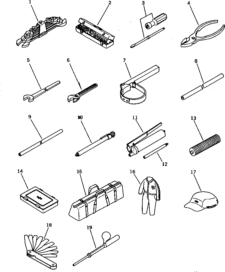 Схема запчастей Komatsu WA200-1 - ИНСТРУМЕНТ МАРКИРОВКА¤ ИНСТРУМЕНТ И РЕМКОМПЛЕКТЫ