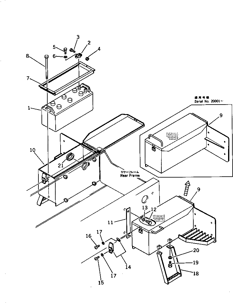 Схема запчастей Komatsu WA200-1 - АККУМУЛЯТОР И КОРПУС АККУМУЛЯТОРА(№-9999) КОМПОНЕНТЫ ДВИГАТЕЛЯ И ЭЛЕКТРИКА