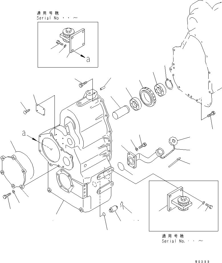 Схема запчастей Komatsu WA200-1 - КОРПУС ТРАНСМИССИИ (/)(№-) ТРАНСМИССИЯ