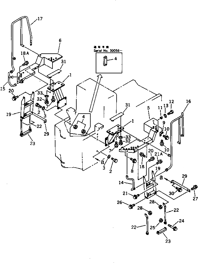 Схема запчастей Komatsu WA200-1 - КРЫЛО И ЛЕСТНИЦА(№-) РАМА И ЧАСТИ КОРПУСА