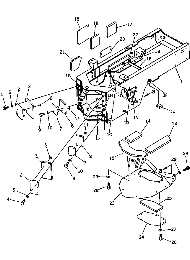 Схема запчастей Komatsu WA200-1 - NOISE ABATMENT ЧАСТИ (/9)(№-) РАМА И ЧАСТИ КОРПУСА