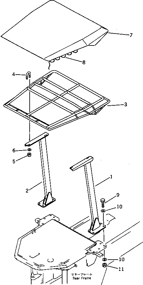 Схема запчастей Komatsu WA200-1 - НАВЕС(№-9999) РАМА И ЧАСТИ КОРПУСА