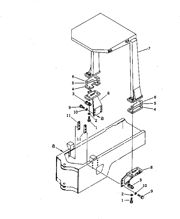Схема запчастей Komatsu WA200-1 - СИСТЕМА ROPS(№-) РАМА И ЧАСТИ КОРПУСА