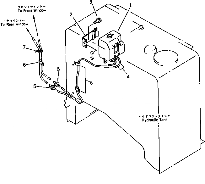Схема запчастей Komatsu WA200-1 - ОМЫВАТЕЛЬ СТЕКЛА(№-) РАМА И ЧАСТИ КОРПУСА