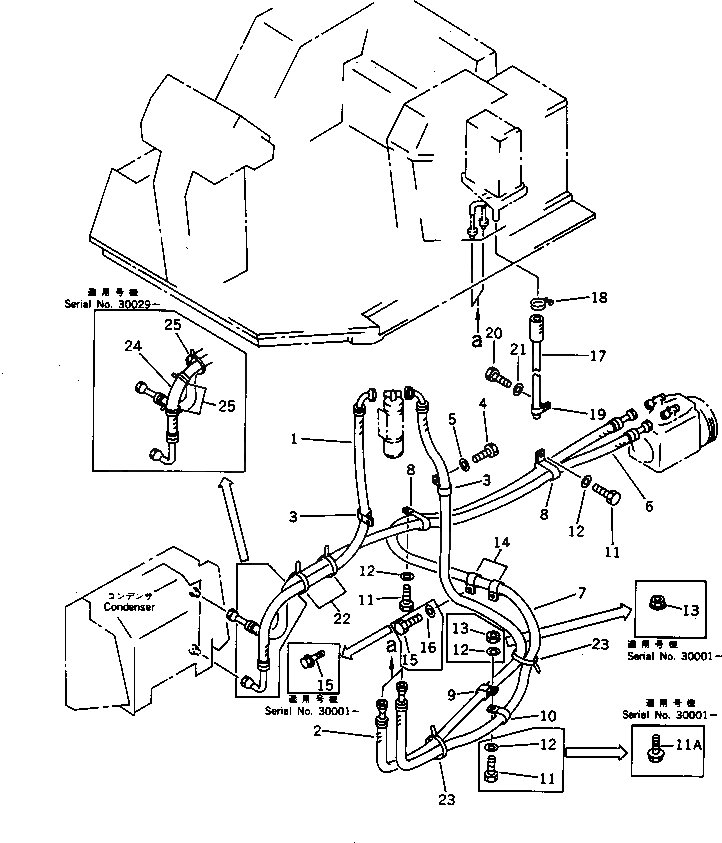 Схема запчастей Komatsu WA200-1 - КОНДИЦ. ВОЗДУХА (/) (NIPPON DENSO)(№9-) РАМА И ЧАСТИ КОРПУСА