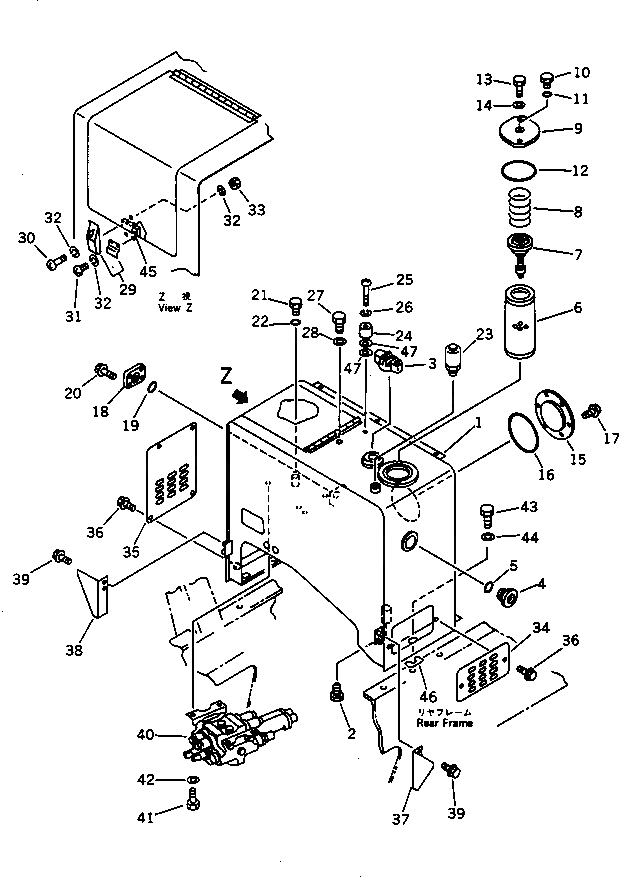 Схема запчастей Komatsu WA200-1 - ГИДР. БАК.(№-) УПРАВЛ-Е РАБОЧИМ ОБОРУДОВАНИЕМ