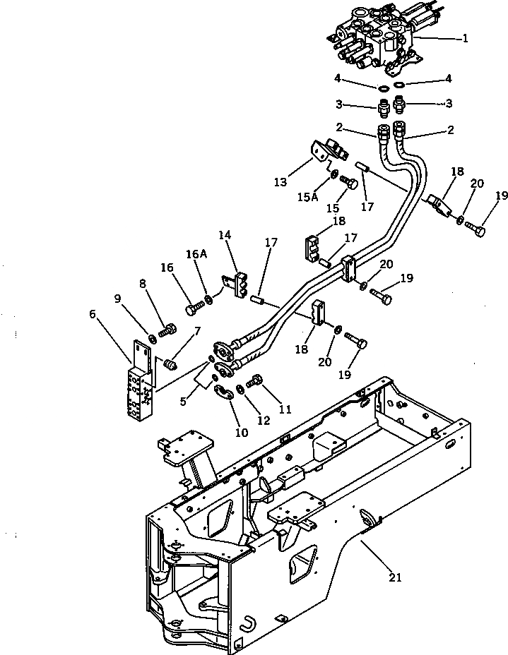 Схема запчастей Komatsu WA200-1 - ГИДРОЛИНИЯ (/) (ДЛЯ ПЕРЕДН. НАВЕСН. ОБОРУД)(№-9999) УПРАВЛ-Е РАБОЧИМ ОБОРУДОВАНИЕМ