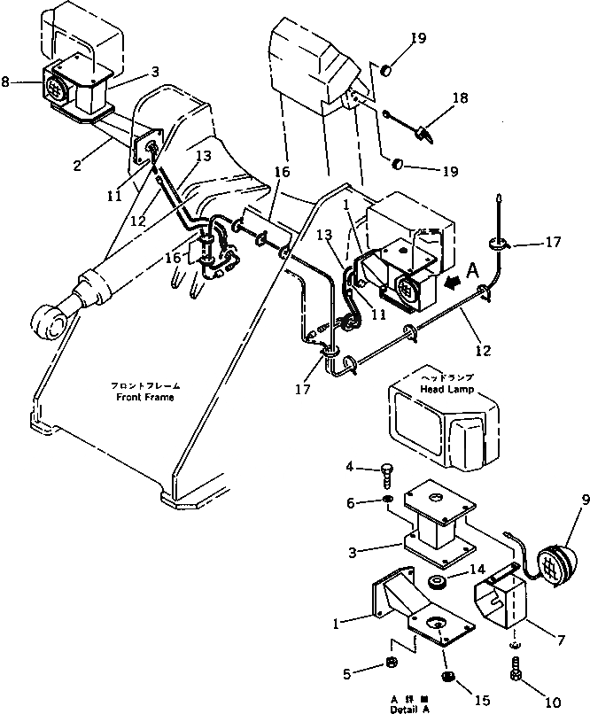 Схема запчастей Komatsu WA200-1 - ПРОТИВОТУМАНН. ФАРЫ (ДЛЯ КАБИНА ДЛЯ 2 ЧЕЛ.) СПЕЦ. APPLICATION ЧАСТИ