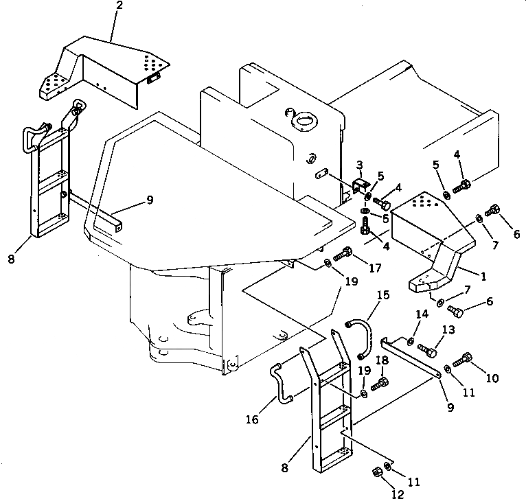 Схема запчастей Komatsu WA200-1 - КРЫЛО И ЛЕСТНИЦА (ДЛЯ КАБИНА ДЛЯ 2 ЧЕЛ.)(№-9999) СПЕЦ. APPLICATION ЧАСТИ