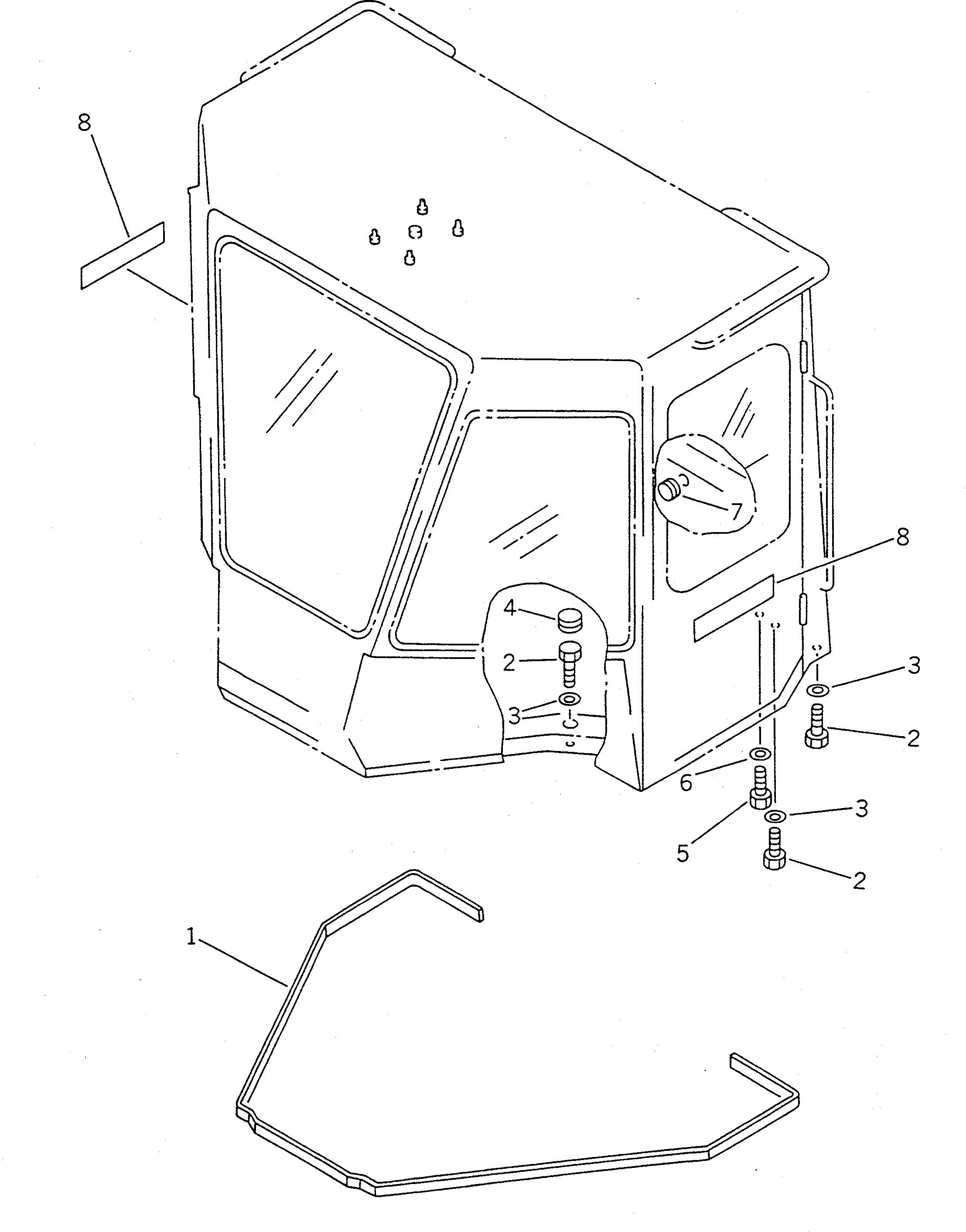 Схема запчастей Komatsu WA200-1 - КАБИНА (/8) (ДЛЯ -PERSONS)(№-9999) СПЕЦ. APPLICATION ЧАСТИ