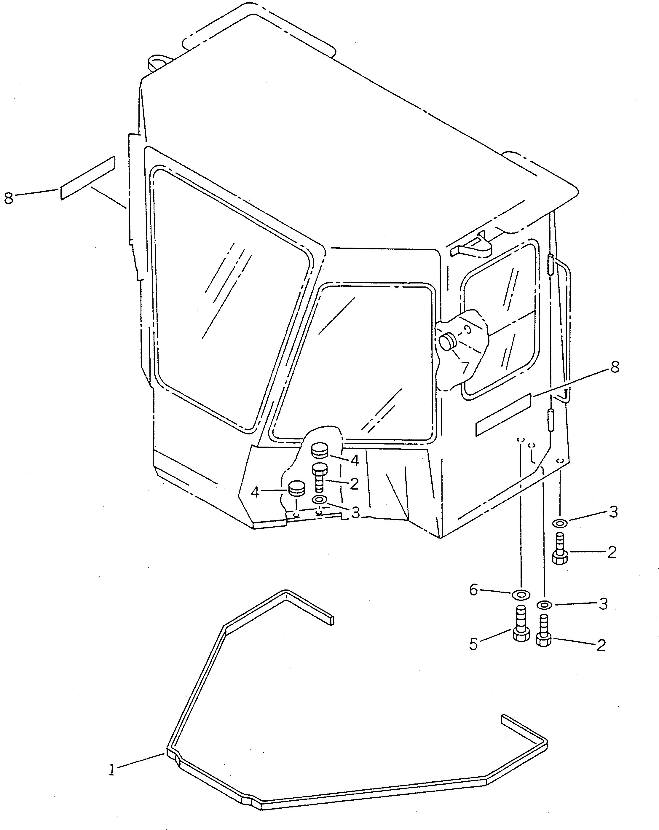 Схема запчастей Komatsu WA200-1 - КАБИНА (/8) (ДЛЯ -PERSONS)(№-9999) СПЕЦ. APPLICATION ЧАСТИ
