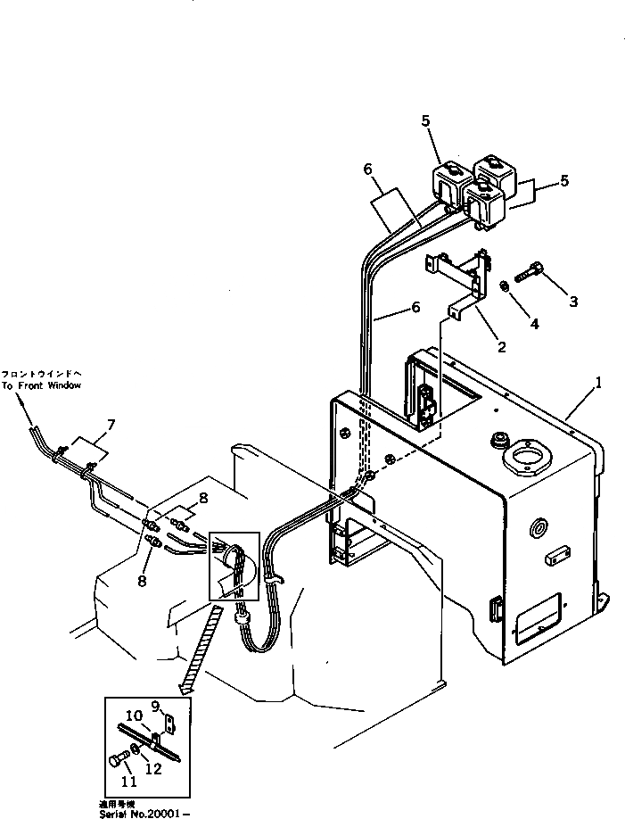 Схема запчастей Komatsu WA200-1 - ОМЫВАТЕЛЬ СТЕКЛА (ДЛЯ КАБИНА ДЛЯ 2 ЧЕЛ.)(№-9999) СПЕЦ. APPLICATION ЧАСТИ