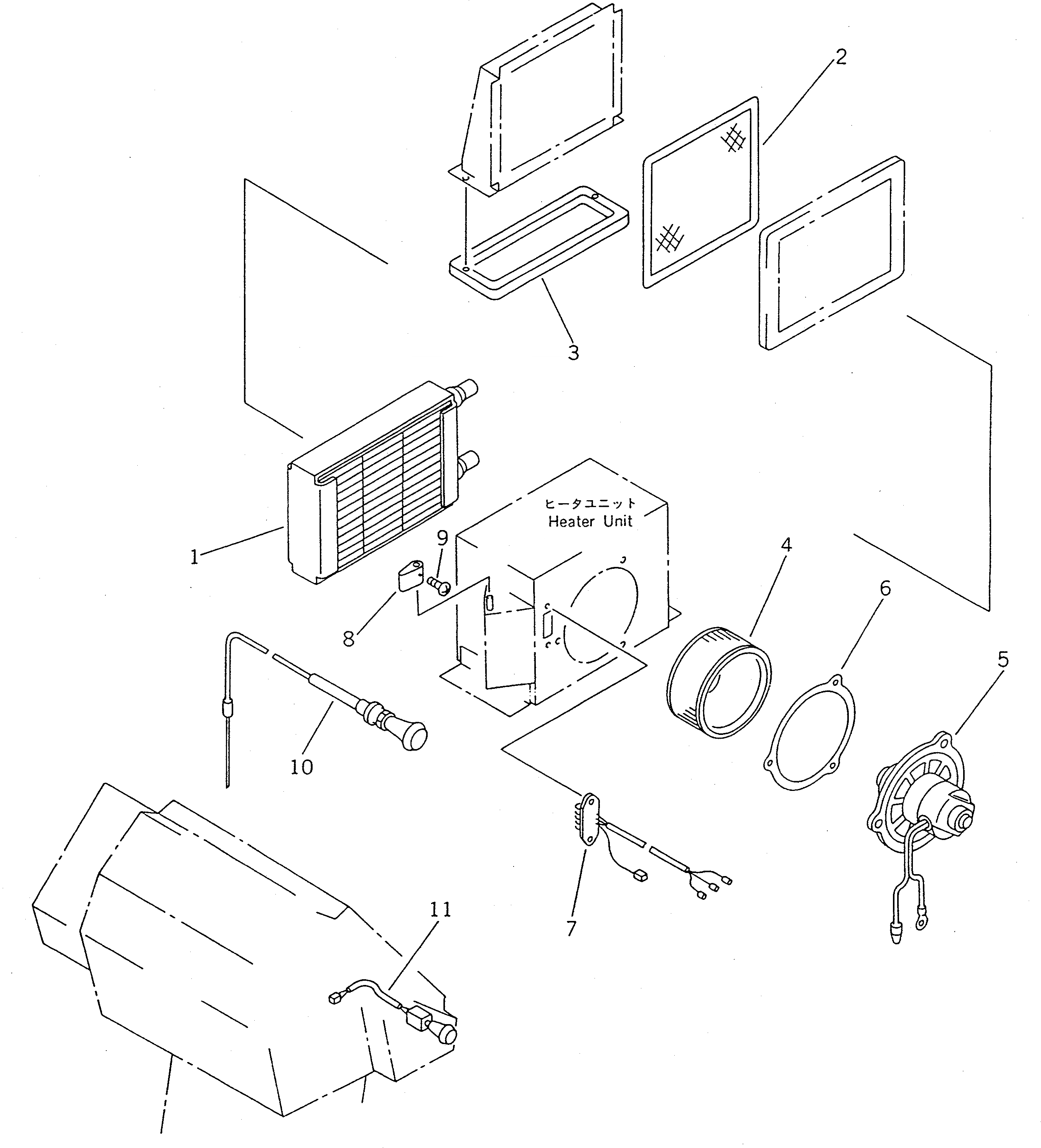 Схема запчастей Komatsu WA200-1 - ОТОПИТЕЛЬ (ДЛЯ КАБИНА ДЛЯ 2 ЧЕЛ.) СПЕЦ. APPLICATION ЧАСТИ
