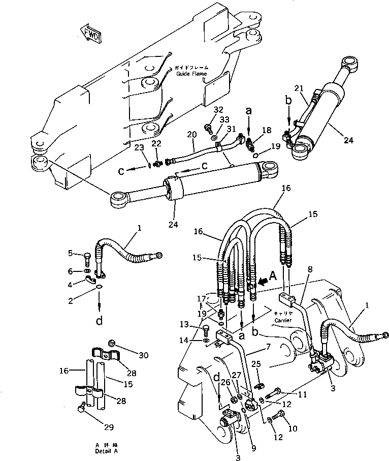 Схема запчастей Komatsu WA200-1 - БОКОВ. СДВИГ¤ PITCH И ANGLE SNOW PНИЗ. (ЦИЛИНДР НАКЛОНА ЛИНИЯ)(№-()) СПЕЦ. APPLICATION ЧАСТИ