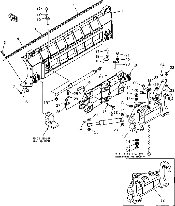 Схема запчастей Komatsu WA200-1 - S.P.A.P. ОТВАЛ И НЕСУЩИЙ ЭЛЕМЕНТ (С ГИДРАВЛ СОЕДИНИТ. УСТР-ВО) СПЕЦ. APPLICATION ЧАСТИ