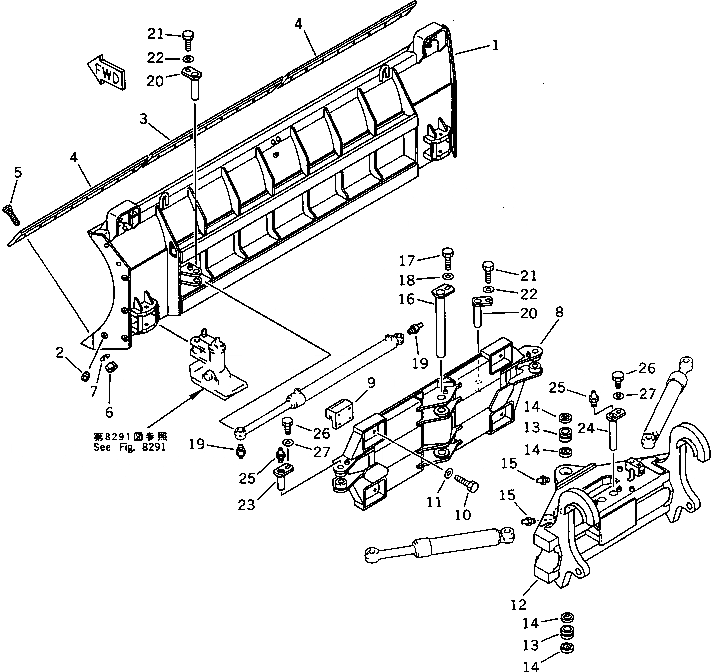 Схема запчастей Komatsu WA200-1 - S.P.A.P. ОТВАЛ И НЕСУЩИЙ ЭЛЕМЕНТ (С МЕХАНИЧ. СОЕДИНИТ. УСТР-ВО) СПЕЦ. APPLICATION ЧАСТИ
