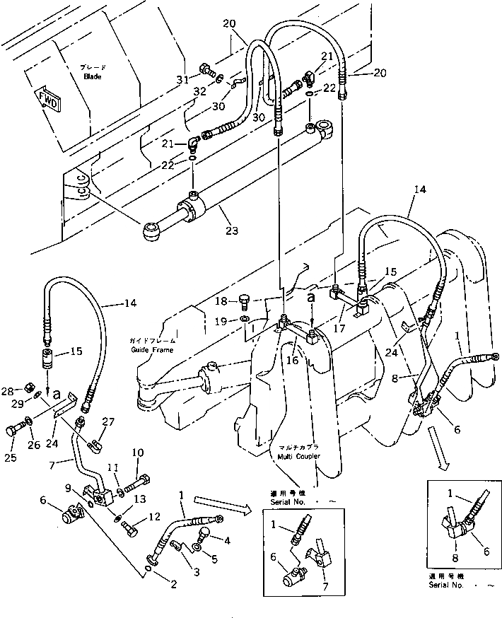 Схема запчастей Komatsu WA200-1 - БОКОВ. СДВИГ¤ PITCH И ANGLE SNOW PНИЗ. (БОКОВ. СДВИГ ЛИНИЯ ЦИЛИНДРА) (С МЕХАНИЧ. СОЕДИНИТ. УСТР-ВО) СПЕЦ. APPLICATION ЧАСТИ