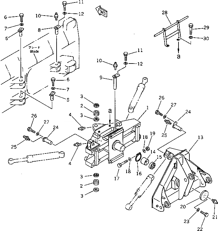Схема запчастей Komatsu WA200-1 - PITCH И ANGLE SNOW PНИЗ. НЕСУЩИЙ ЭЛЕМЕНТ (С НАКЛОНЯЕМ.)(№-) СПЕЦ. APPLICATION ЧАСТИ