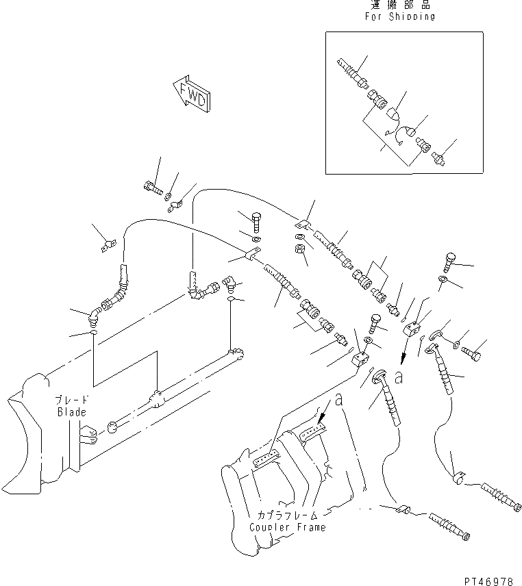 Схема запчастей Komatsu WA200-1 - БОКОВ. СДВИГ¤ PITCH И ANGLE SNOW PНИЗ. (БОКОВ. СДВИГ ЛИНИЯ ЦИЛИНДРА) (W/НАКЛОНЯЕМ.)(W/HYD.СОЕДИНИТ. УСТР-ВО)(№-) СПЕЦ. APPLICATION ЧАСТИ