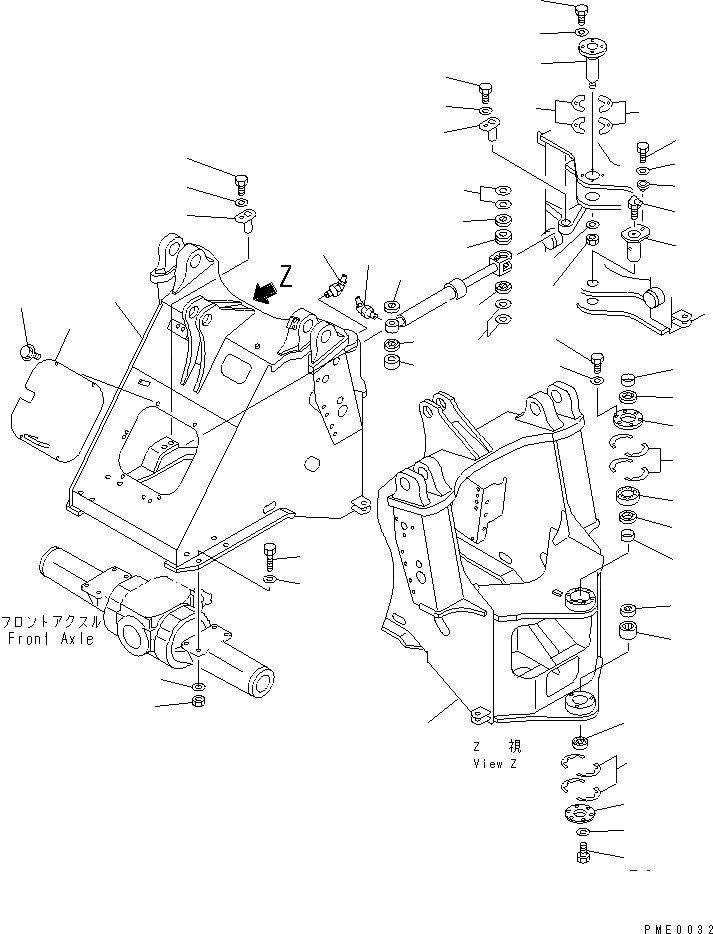 Схема запчастей Komatsu WA200-3-XW - ПЕРЕДН. РАМА (С ПОВОРОТН. SNOW REMOVER)(№-) РАМА И ЧАСТИ КОРПУСА