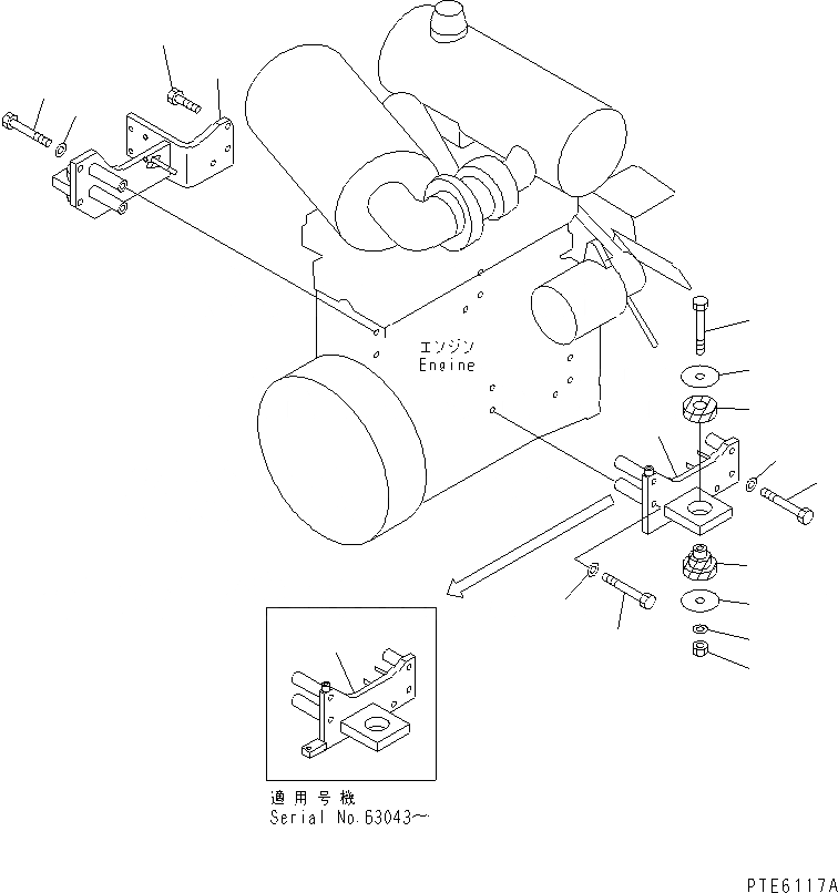 Схема запчастей Komatsu WA200-3 - КРЕПЛЕНИЕ ДВИГАТЕЛЯ КОМПОНЕНТЫ ДВИГАТЕЛЯ