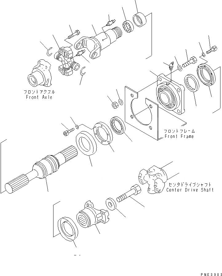 Схема запчастей Komatsu WA200-3-SN - ВЕДУЩ. ВАЛ (ПЕРЕДН.) ТРАНСМИССИЯ