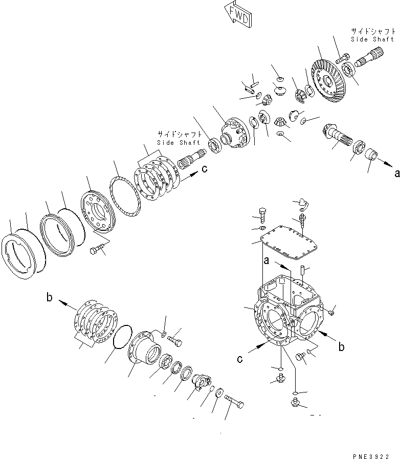 Схема запчастей Komatsu WA200-3-SN - ПЕРЕДНИЙ МОСТ (ДИФФЕРЕНЦ. И ТОРМОЗ.) ТРАНСМИССИЯ