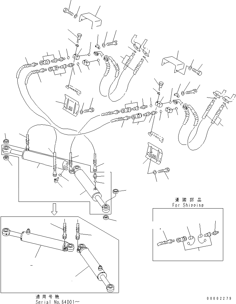 Схема запчастей Komatsu WA200-3-SN - ОТВАЛ (ЦИЛИНДР ОТВАЛА ЛИНИЯ) (MULTI ОТВАЛ) (С СОЕДИНИТ. УСТР-ВО) РАБОЧЕЕ ОБОРУДОВАНИЕ